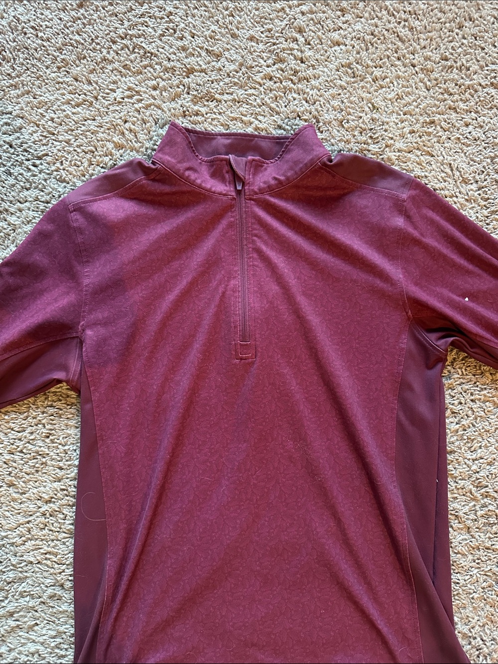 Men’s Waggle Quarter-Zip Athletic Top in Deep Burgundy